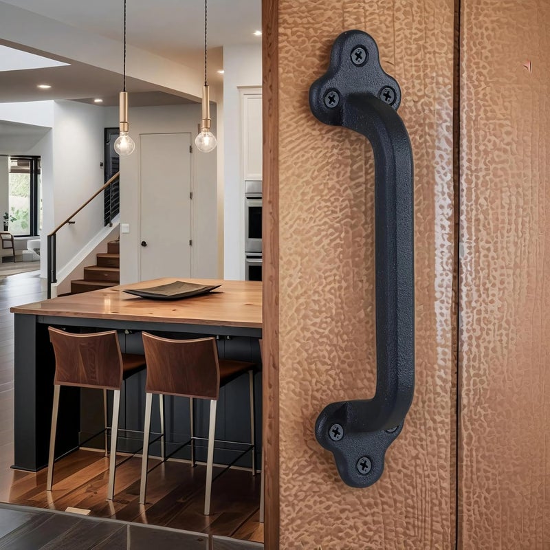 TSMIMTS 9 Inch Barn Door Handles, Heavy Duty Rustic Design Barn Door Pull, for DIY Sliding Barn Door, Gate, Shed, Garage | Solid Metal Material, Matte Black - Image 1